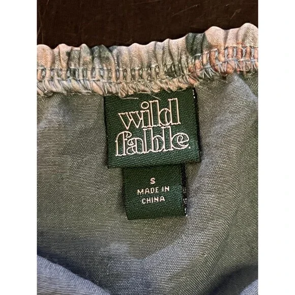 Wild Fable Dress Womens Small Blue Floral Satin Maxi Sundress Ruffle Hem - Picture 10 of 12